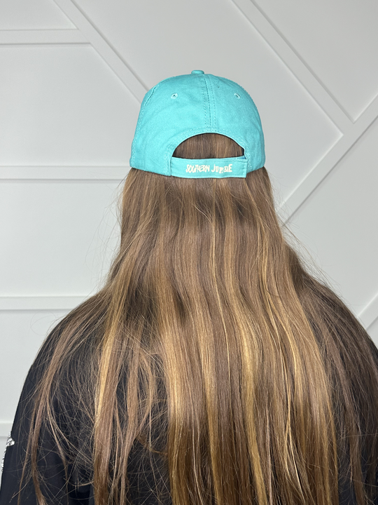 Distressed Turquoise Hat: Turquoise / One Size