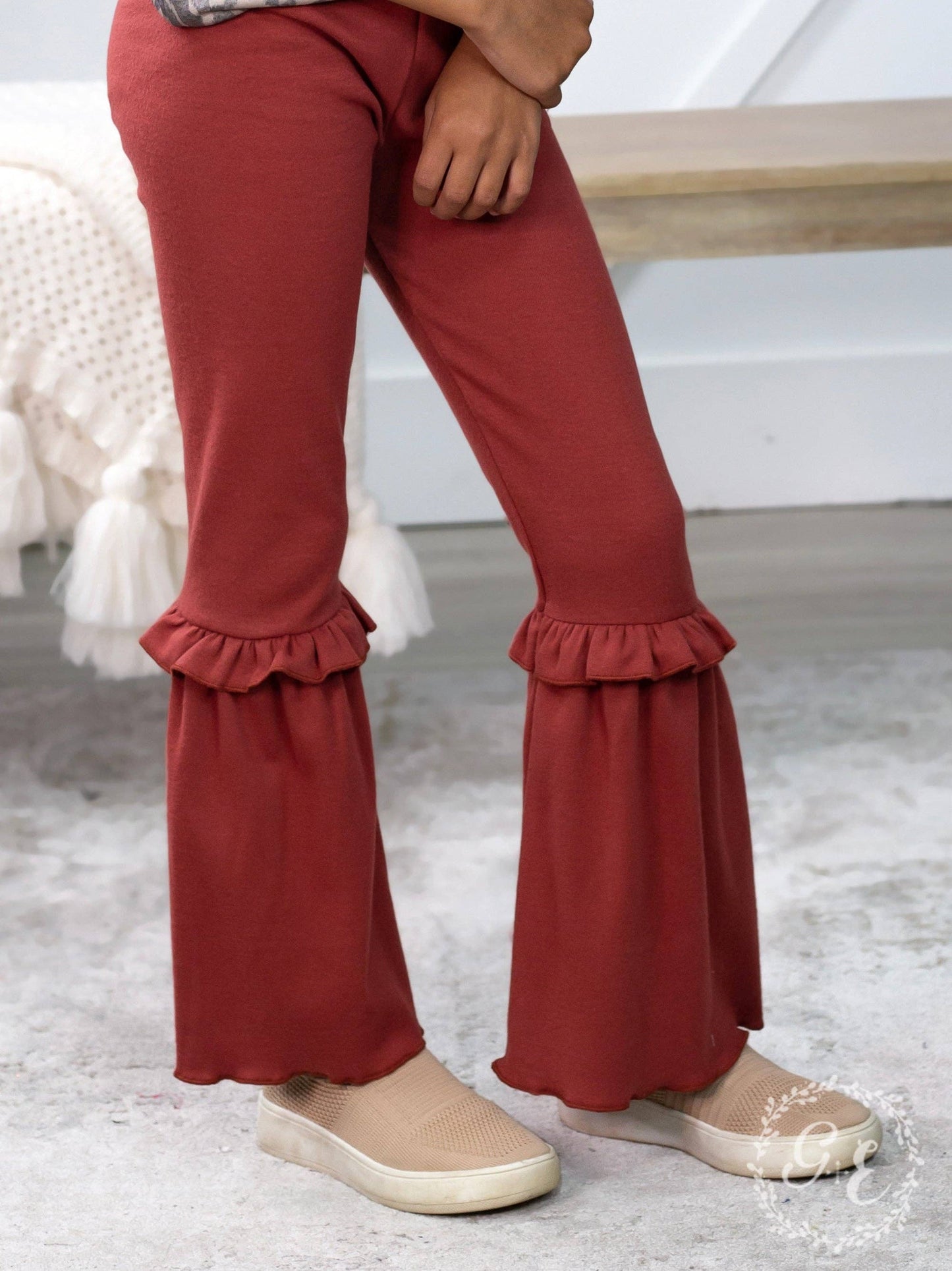 Girls Ruffle My Feathers Flare Pants with Ruffle, Mauve: Mauve / 4-5yrs