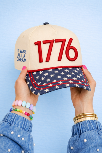 "1776" ON Tan Cap with Patch Work: Tan / One Size