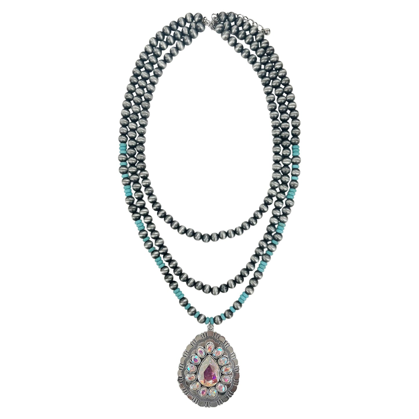 Special Treatment Silver and Turquoise Layered Necklace: Silver Turquoise / One Size