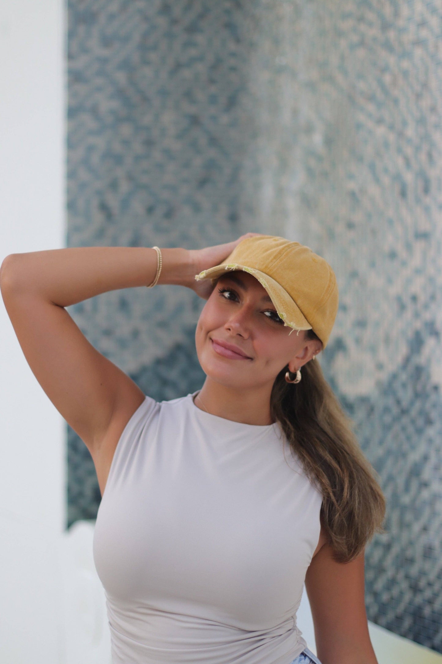 Distressed Mustard Hat Blank: Yellow / One Size