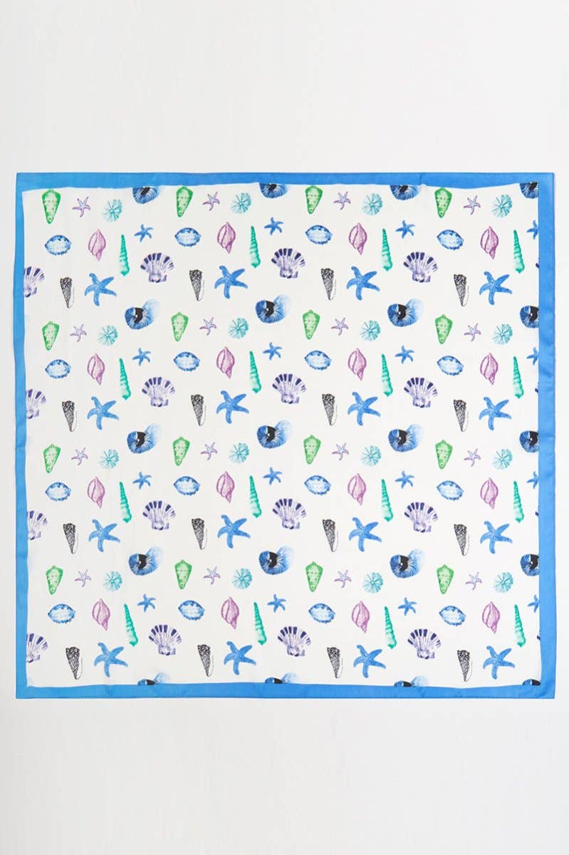 Ocean Hour Blue Square Satin Scarf