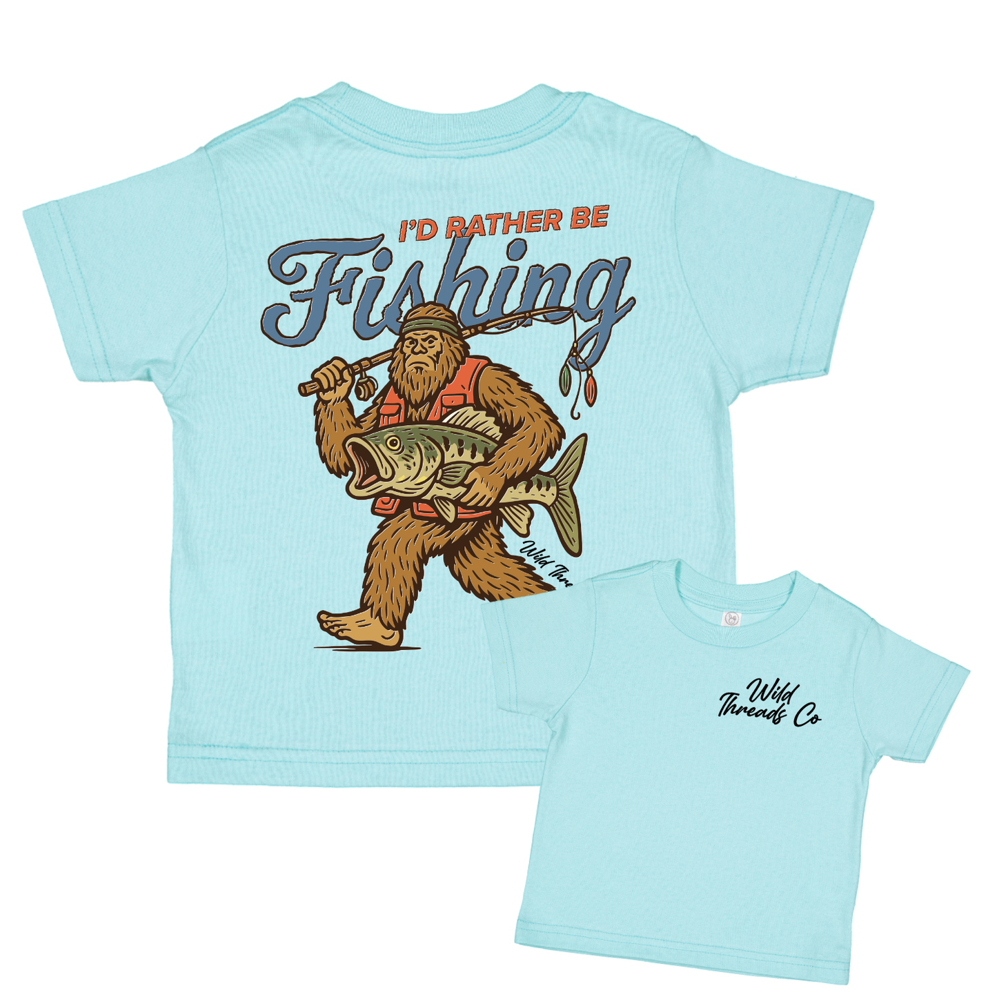 I'd Rather Be Fishing Tee: Sage / Youth-l