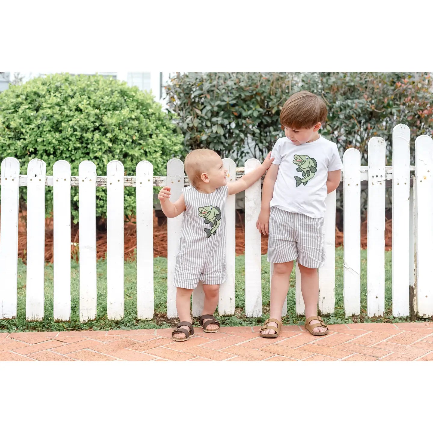 Big Mouth Bass Khaki Tee and Shorts Set