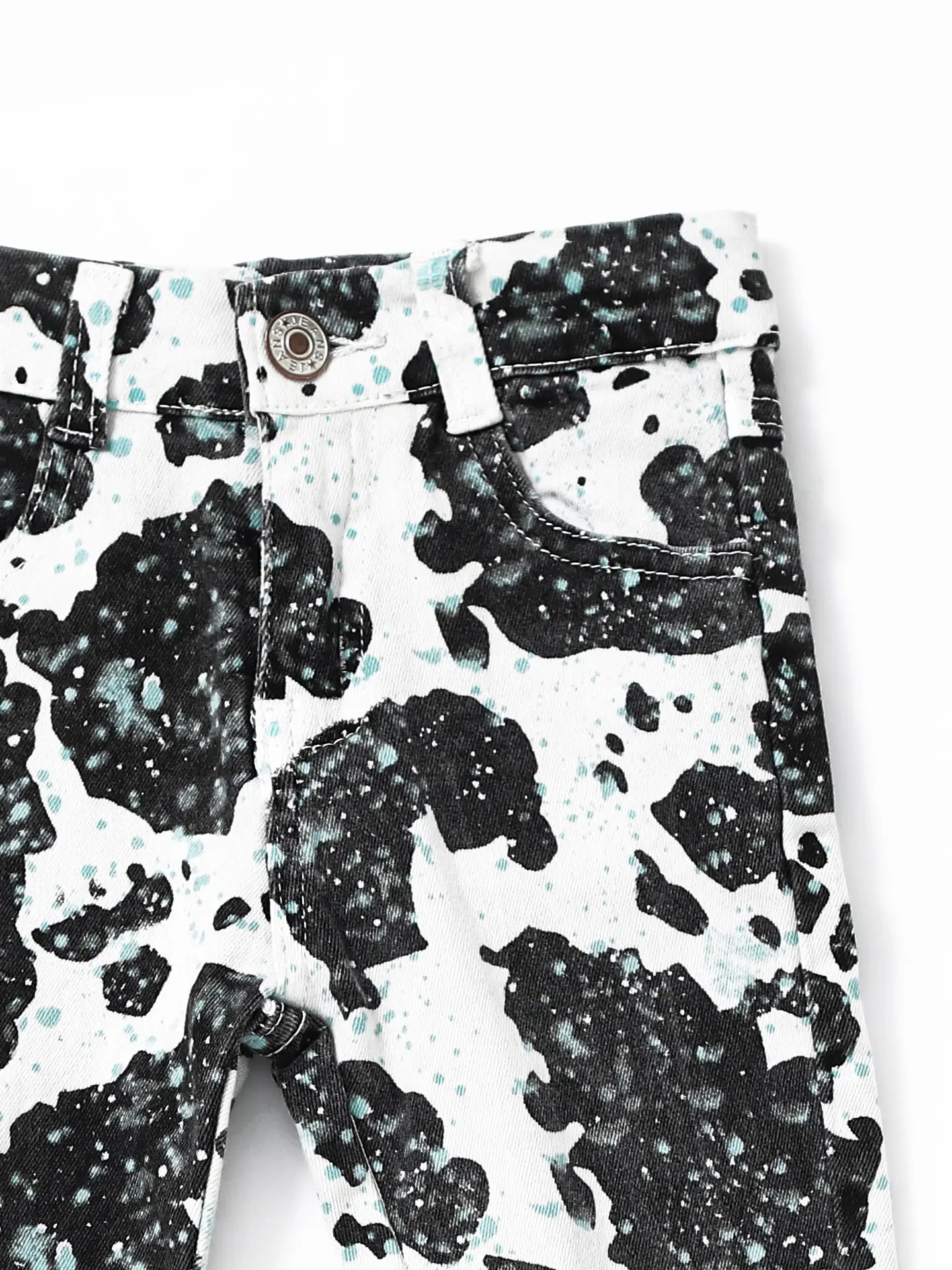 Cow Print Girls Double Layer Jeans