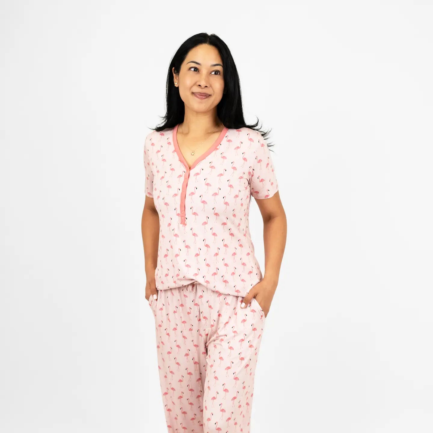 Fancy Flamingos Bamboo Relaxed Lounge Pajama Pants