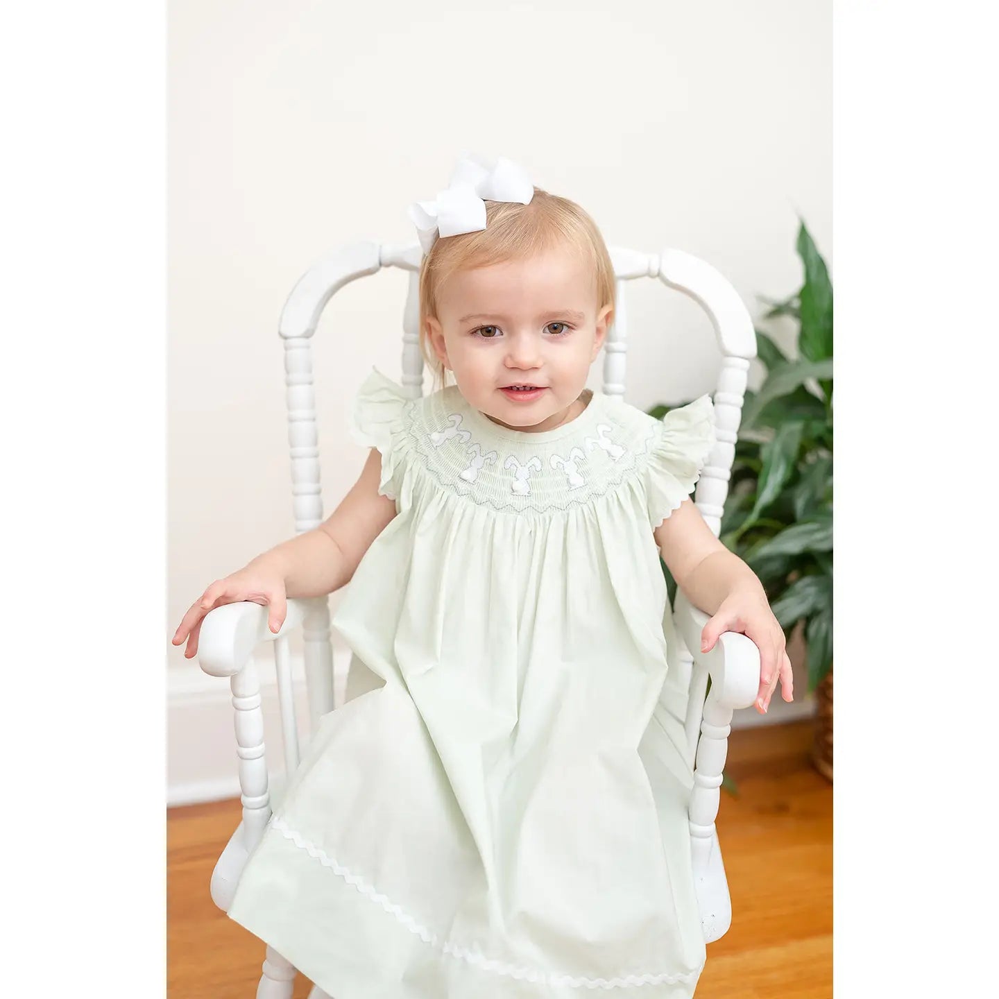 Honeydew Bunny Smocked Bishop Dress