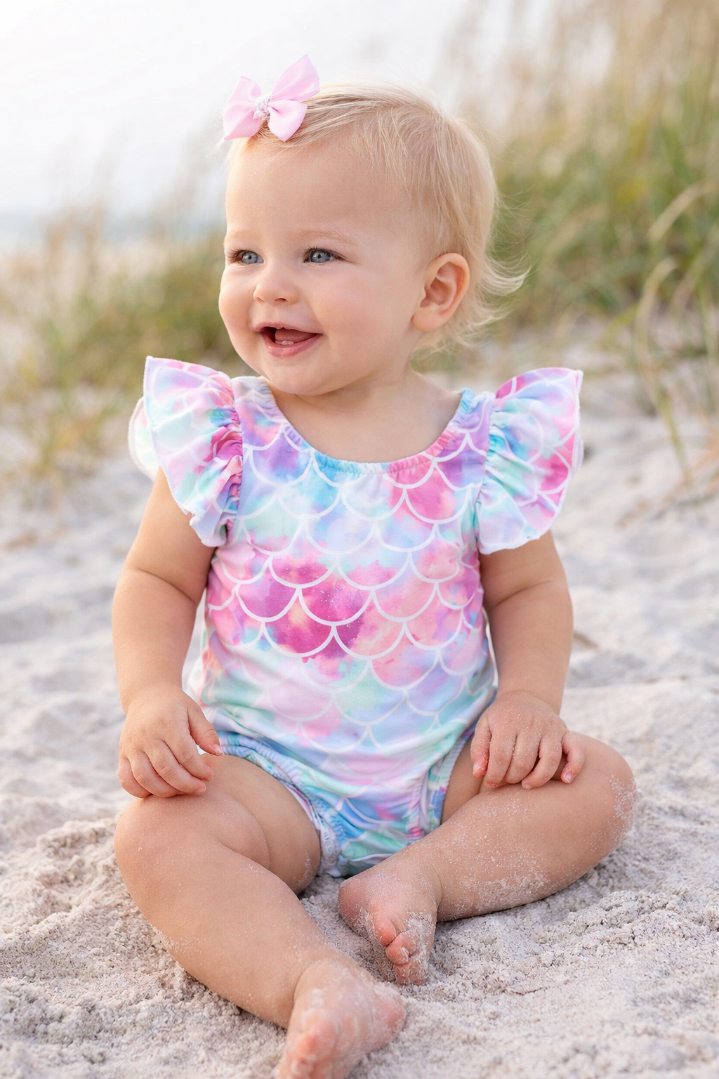 Mermaid Print Toddler Girl One-Piece Swimsuit: 2-3T