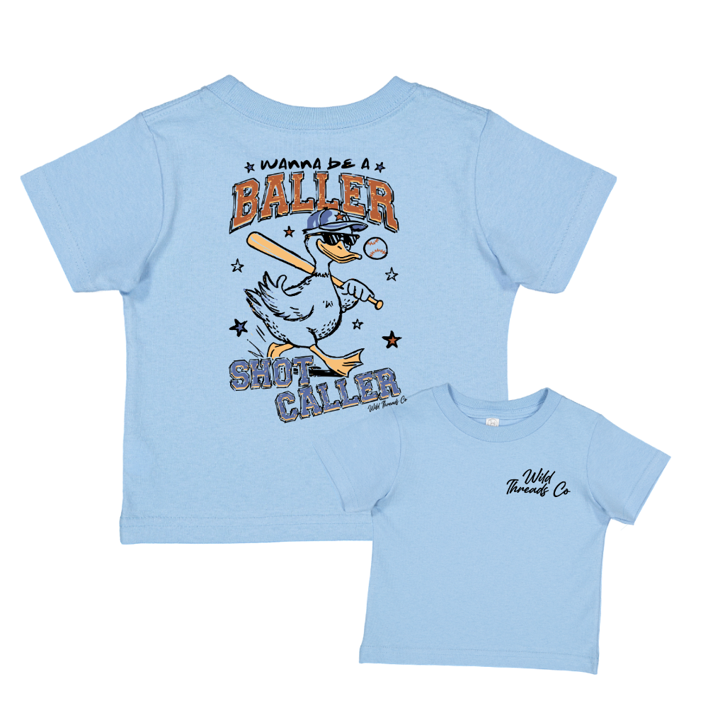 Wanna Be A Baller Tee: Natural / Youth M (10/12)