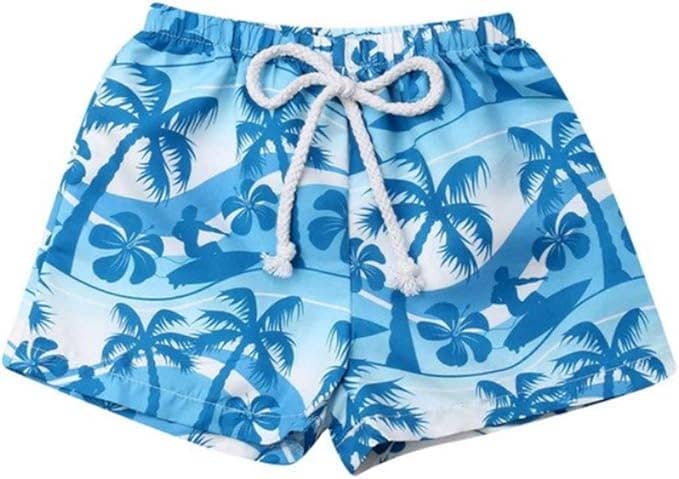 Blue Tropical Toddler Boy Swim Shorts: 3-4T