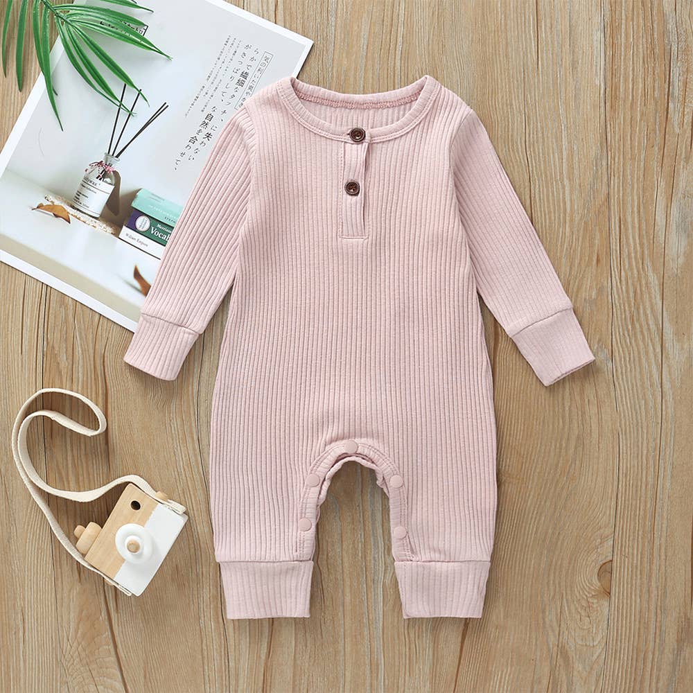 Baby Boy/Girl 95% Cotton Ribbed Button Up Jumpsuit