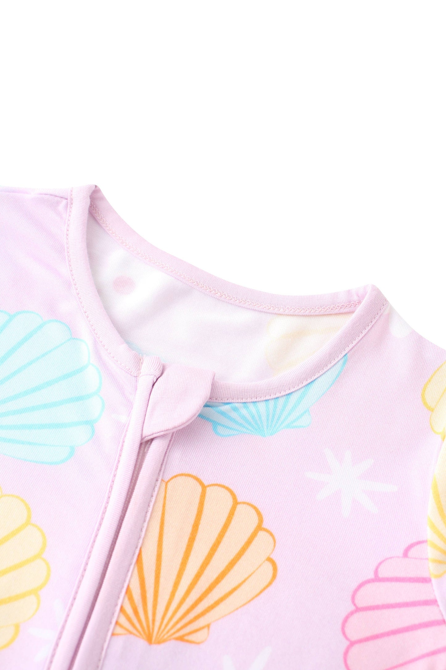 Posh TOT Pastel Seashell Bamboo Baby Convertible Zippy Romper: 6-12M