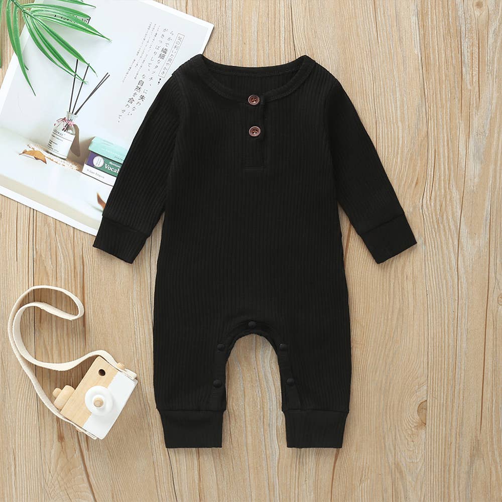 Baby Boy/Girl 95% Cotton Ribbed Button Up Jumpsuit