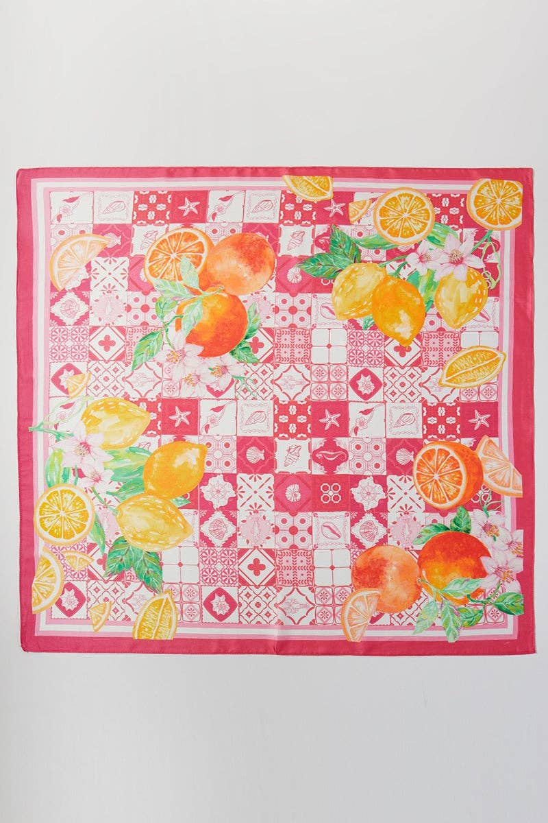 Citrus Club Pink Square Satin Scarf