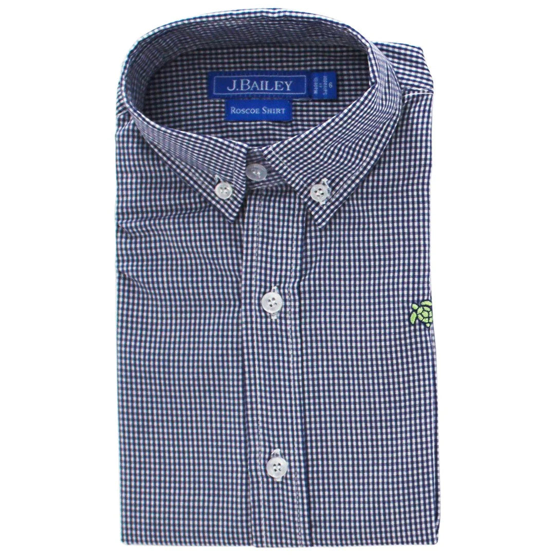 BAILEY BUTTON DOWN-NAVY MICROCHECK