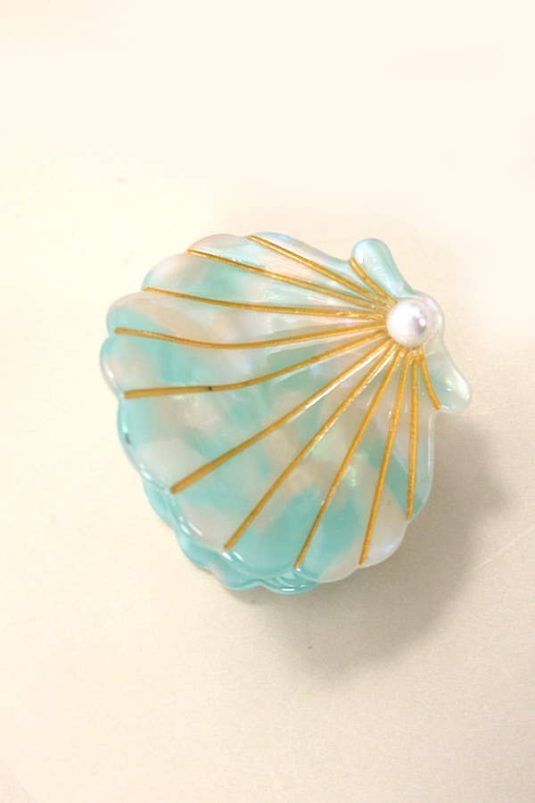 BEACH OCEAN CELLULOSE SEASHELL HAIR CLAW CLIPS | 40H782: White