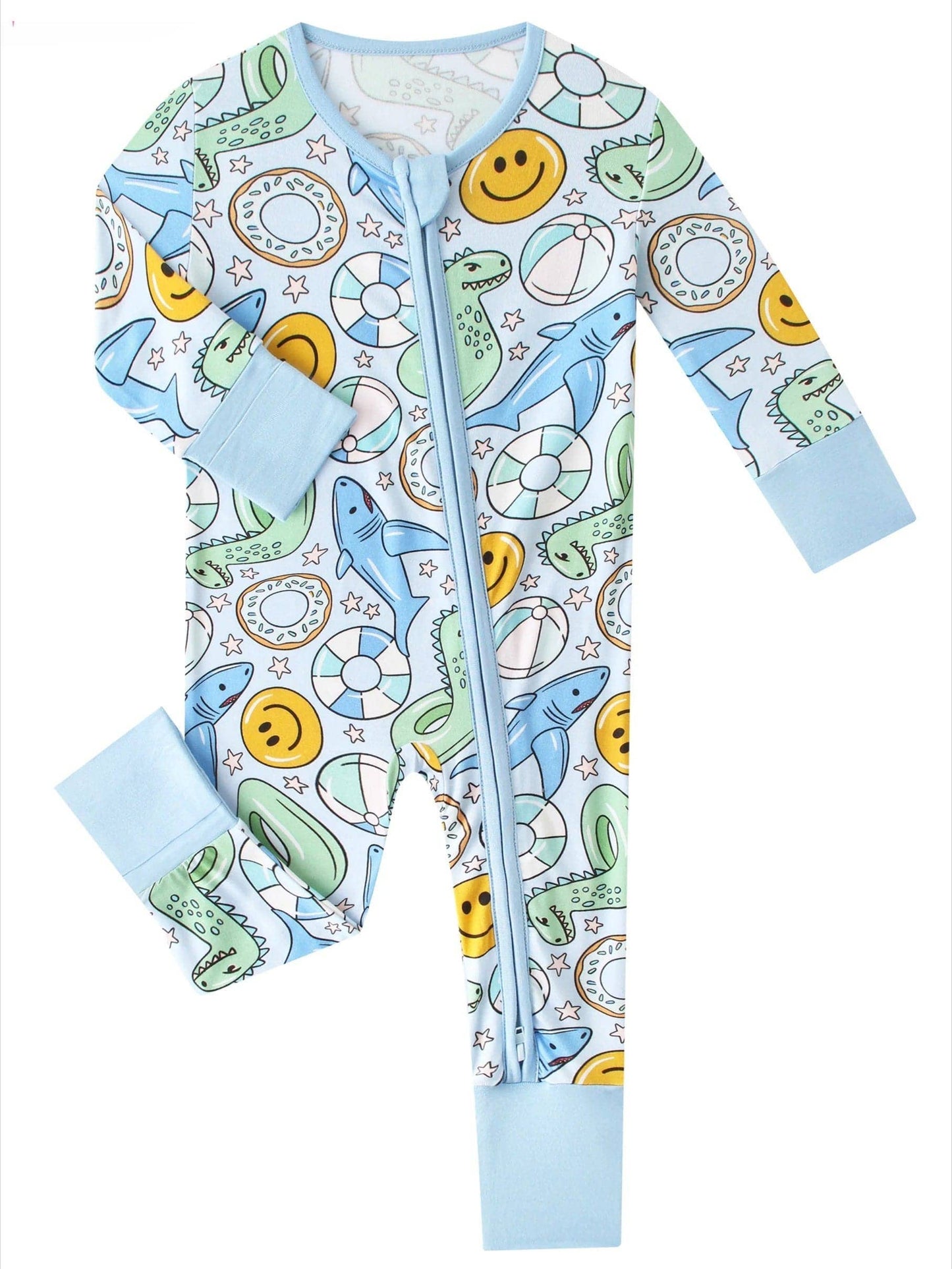 Posh TOT Pool Floats Bamboo Baby Convertible Zippy Romper: 6-12M