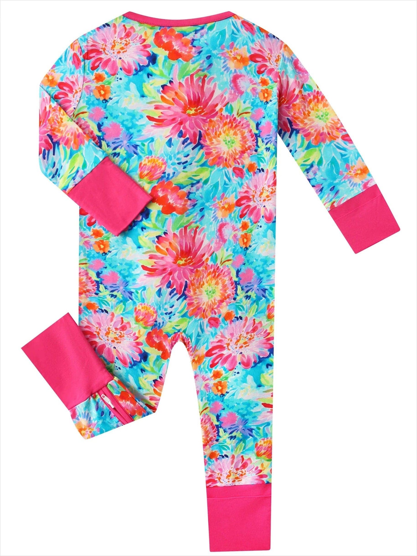 Posh TOT Coral Garden Bamboo Baby Convertible Zippy Romper: 6-12M