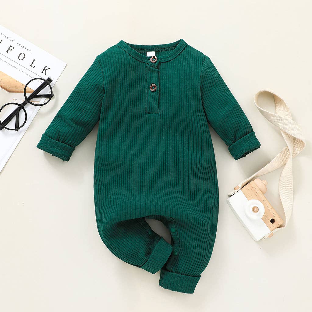 Baby Boy/Girl 95% Cotton Ribbed Button Up Jumpsuit