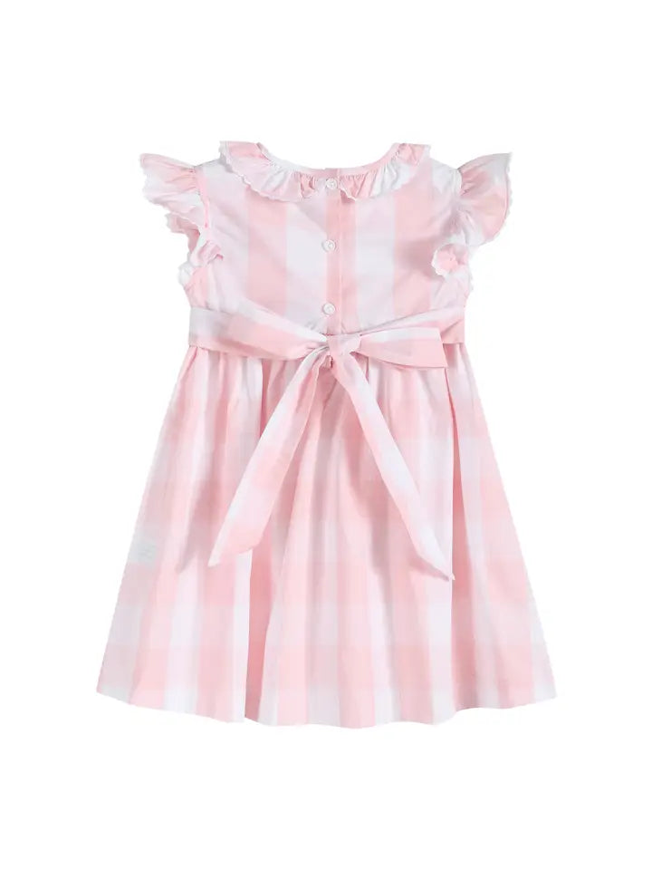 Pink Check Butterfly Garden Smocked Dress