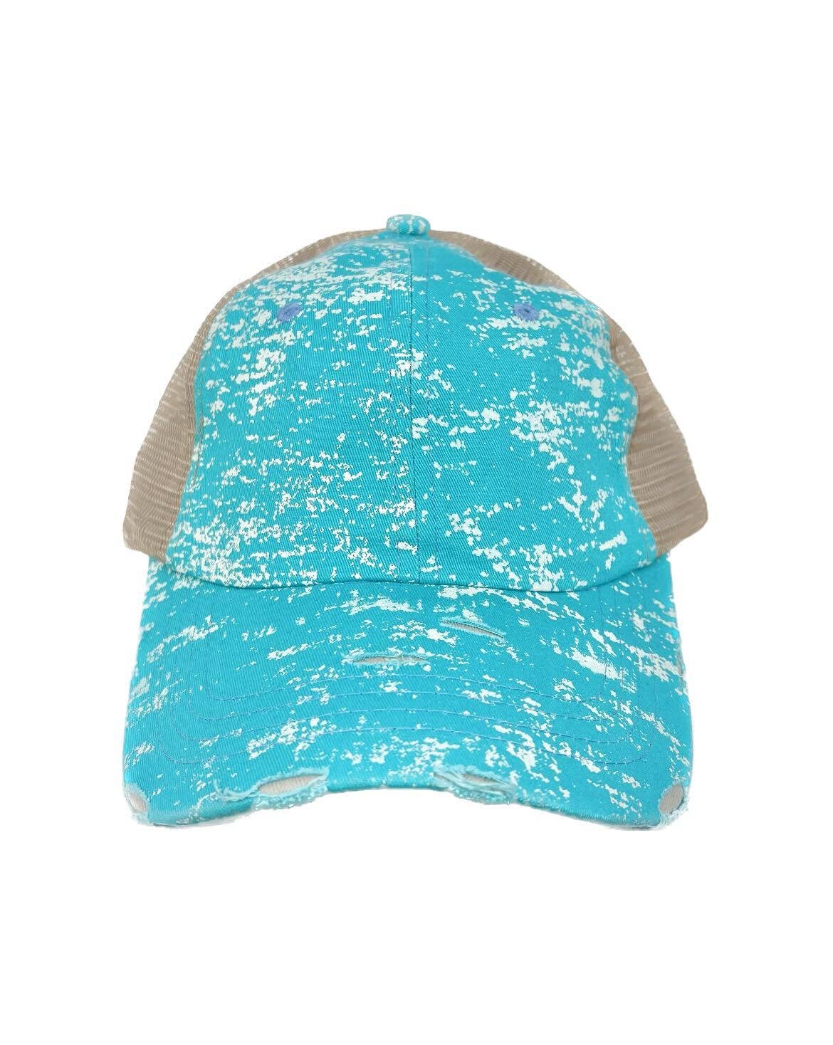 Turquoise Spatter Hat with Mesh: Turquoise / One Size