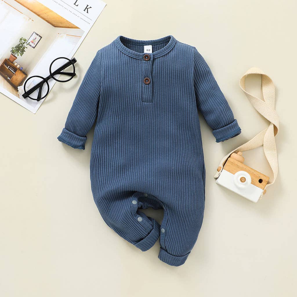 Baby Boy/Girl 95% Cotton Ribbed Button Up Jumpsuit