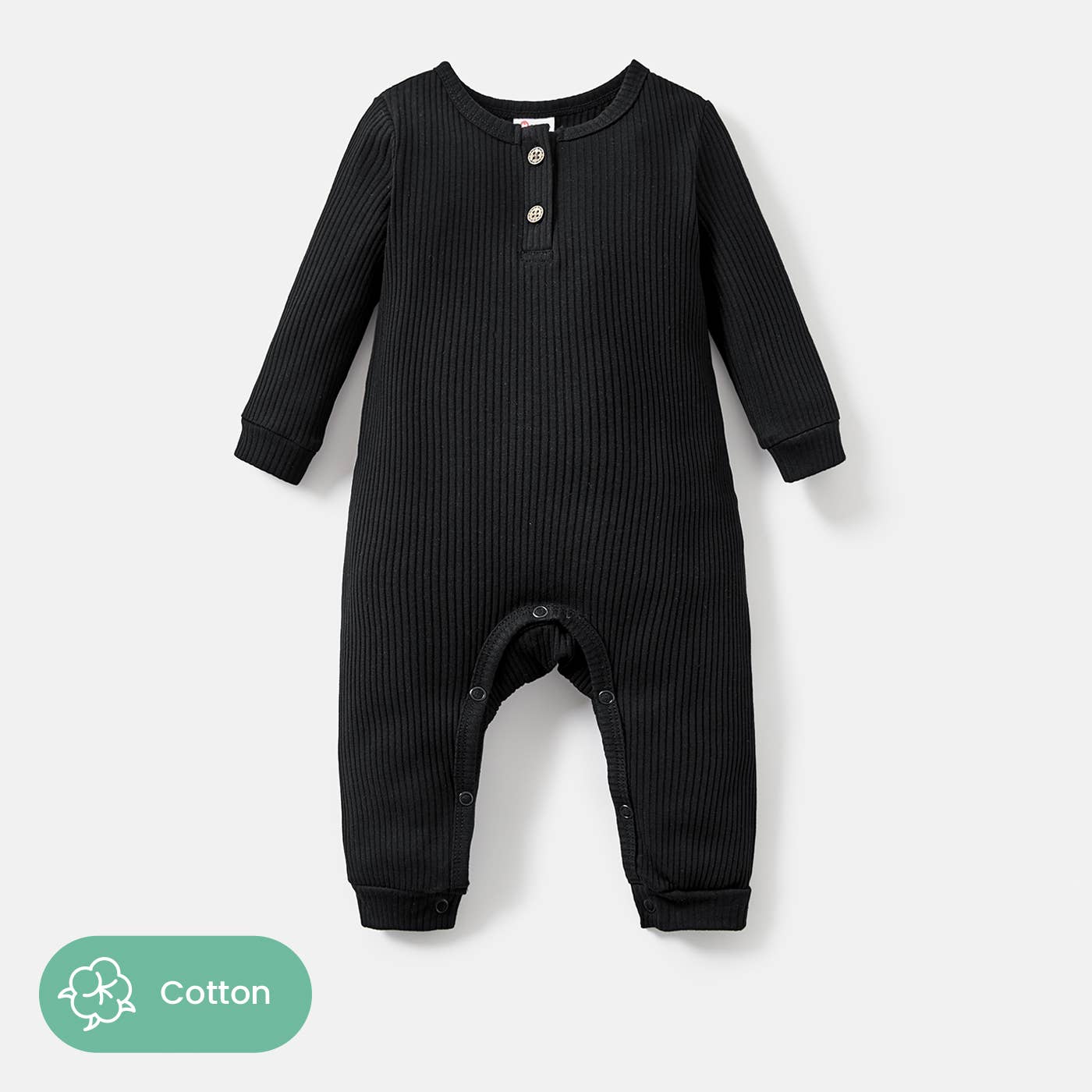 Baby Girl/Boy Cotton Button Ribbed Long-sleeve Jumpsuits