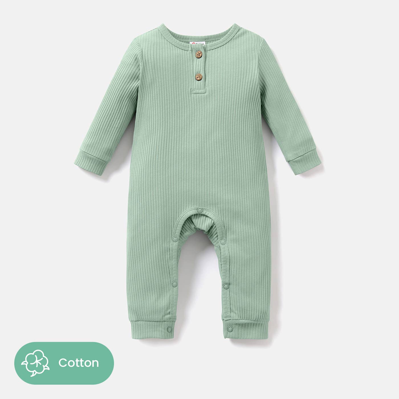 Baby Girl/Boy Cotton Button Ribbed Long-sleeve Jumpsuits