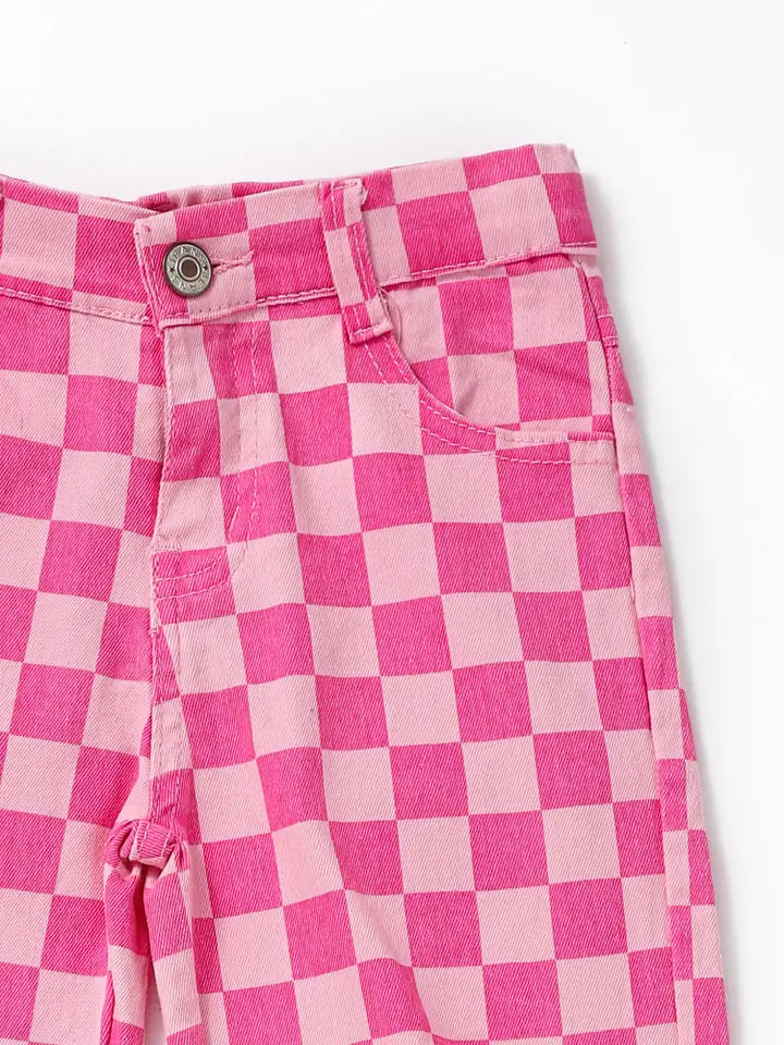 Pink Checked Jeans