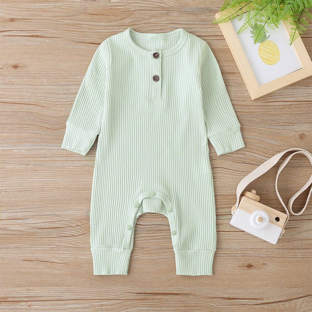 Baby Boy/Girl 95% Cotton Ribbed Button Up Jumpsuit