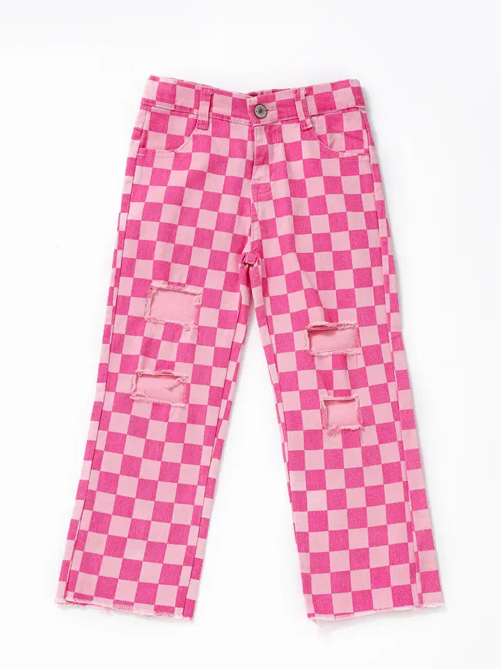 Pink Checked Jeans