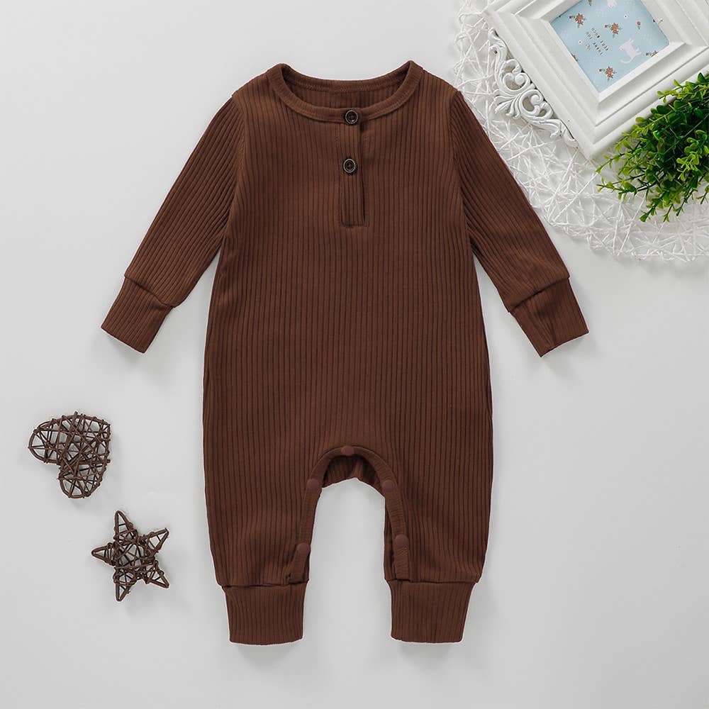 Baby Boy/Girl 95% Cotton Ribbed Button Up Jumpsuit