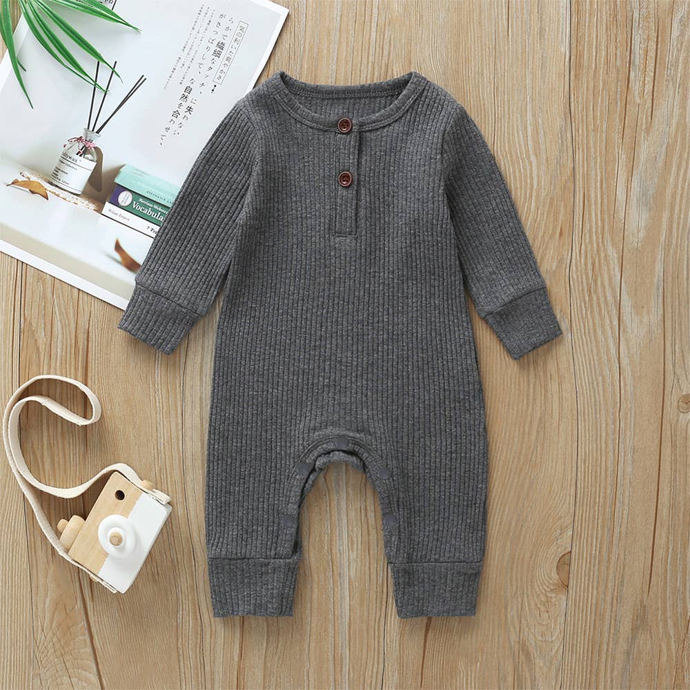 Baby Boy/Girl 95% Cotton Ribbed Button Up Jumpsuit