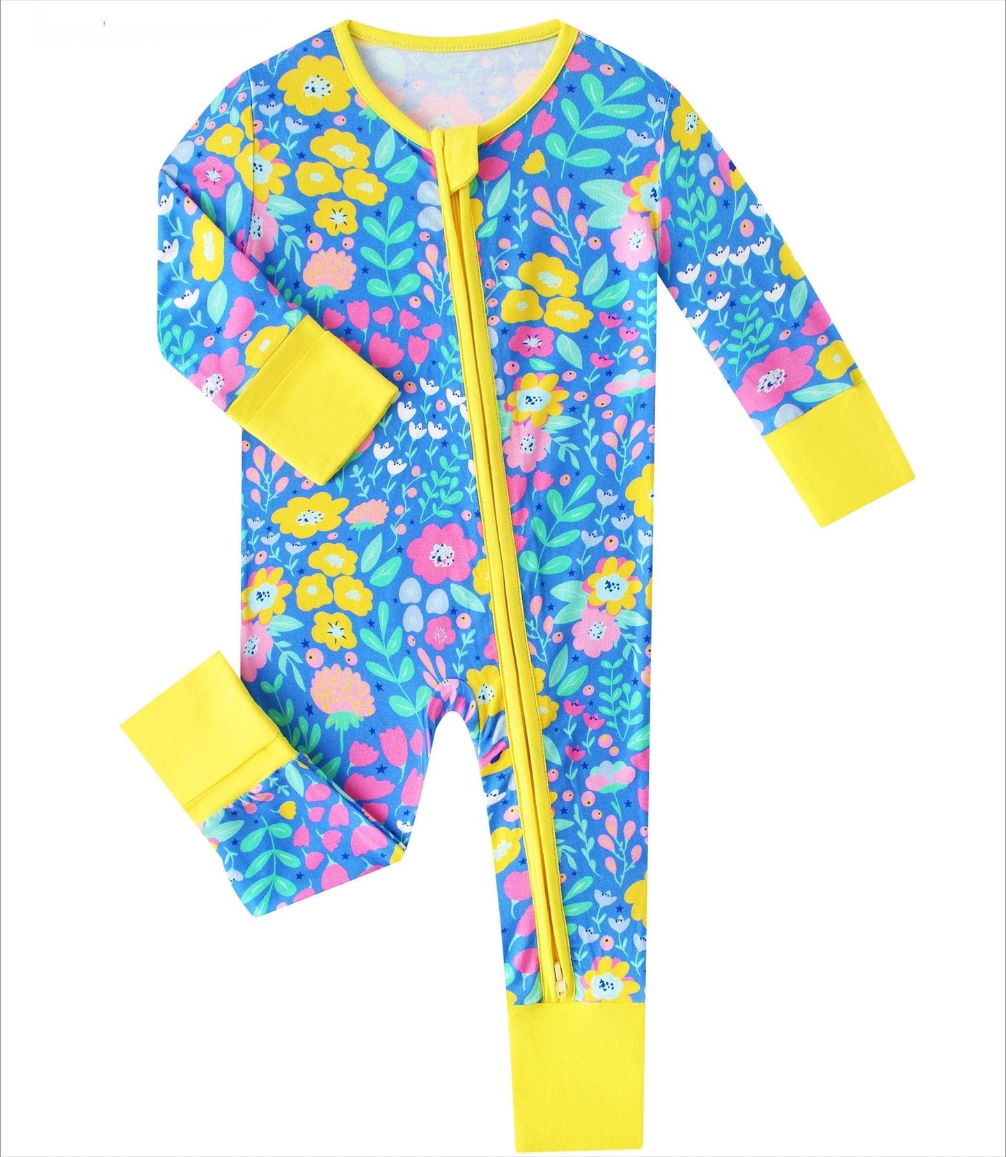 Posh TOT Sunny Blooms Bamboo Baby Convertible Zippy Romper: 18-24M