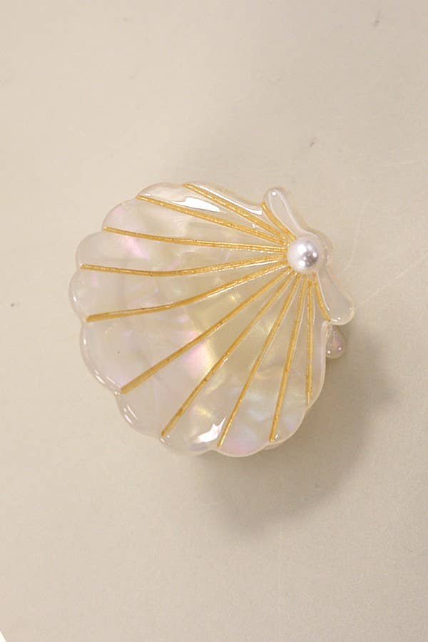 BEACH OCEAN CELLULOSE SEASHELL HAIR CLAW CLIPS | 40H782: Peach