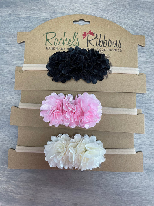 Satin Mesh Rose On New Born Headband