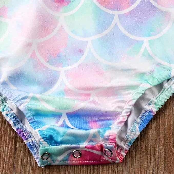 Mermaid Print Toddler Girl One-Piece Swimsuit: 2-3T