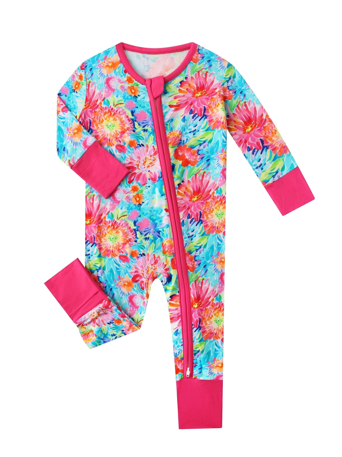 Posh TOT Coral Garden Bamboo Baby Convertible Zippy Romper: 18-24M