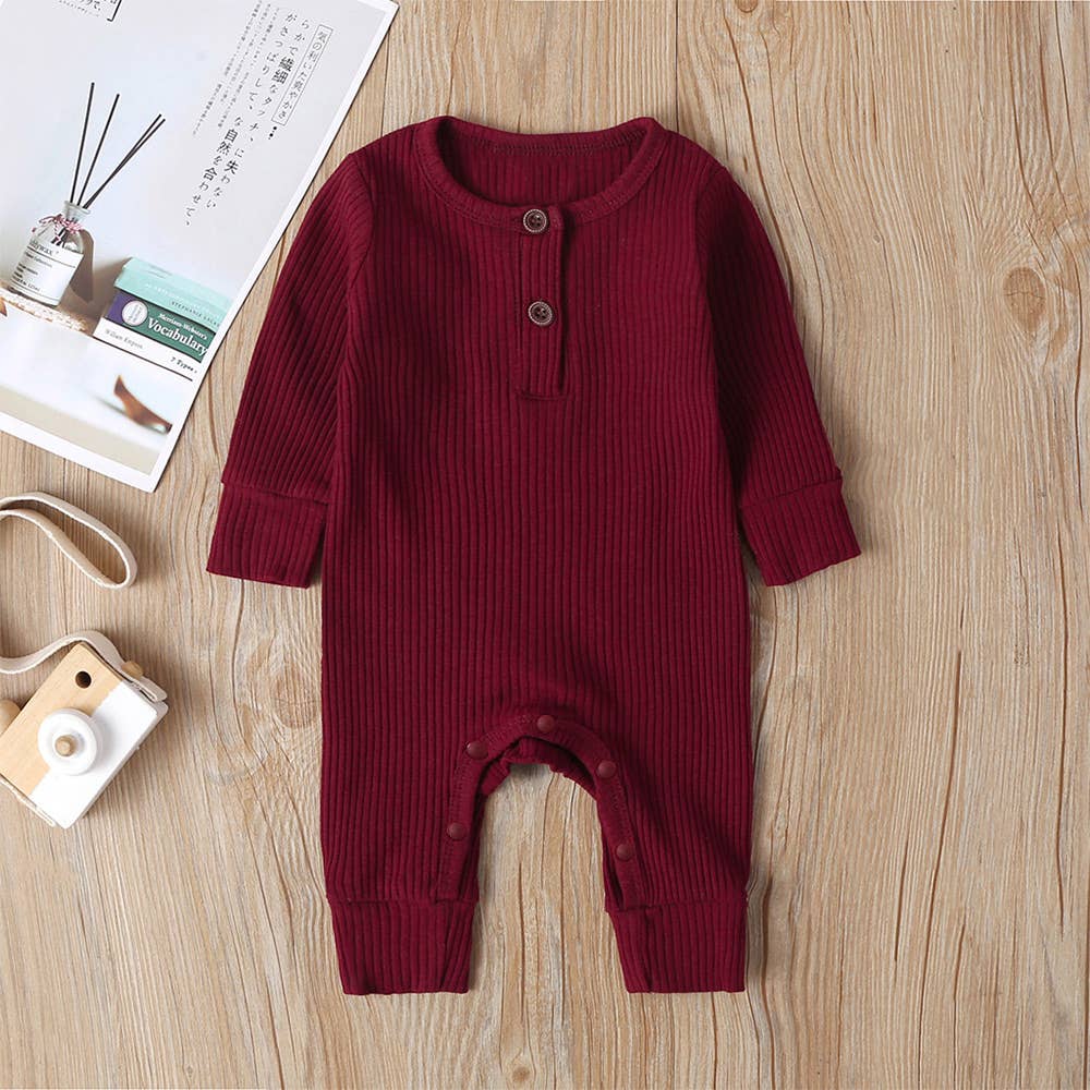 Baby Boy/Girl 95% Cotton Ribbed Button Up Jumpsuit