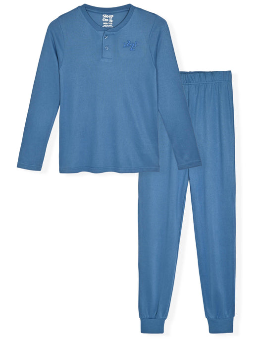 Sleep On It Boys Hacci Henley Pajama Set, Zzz Embroidery