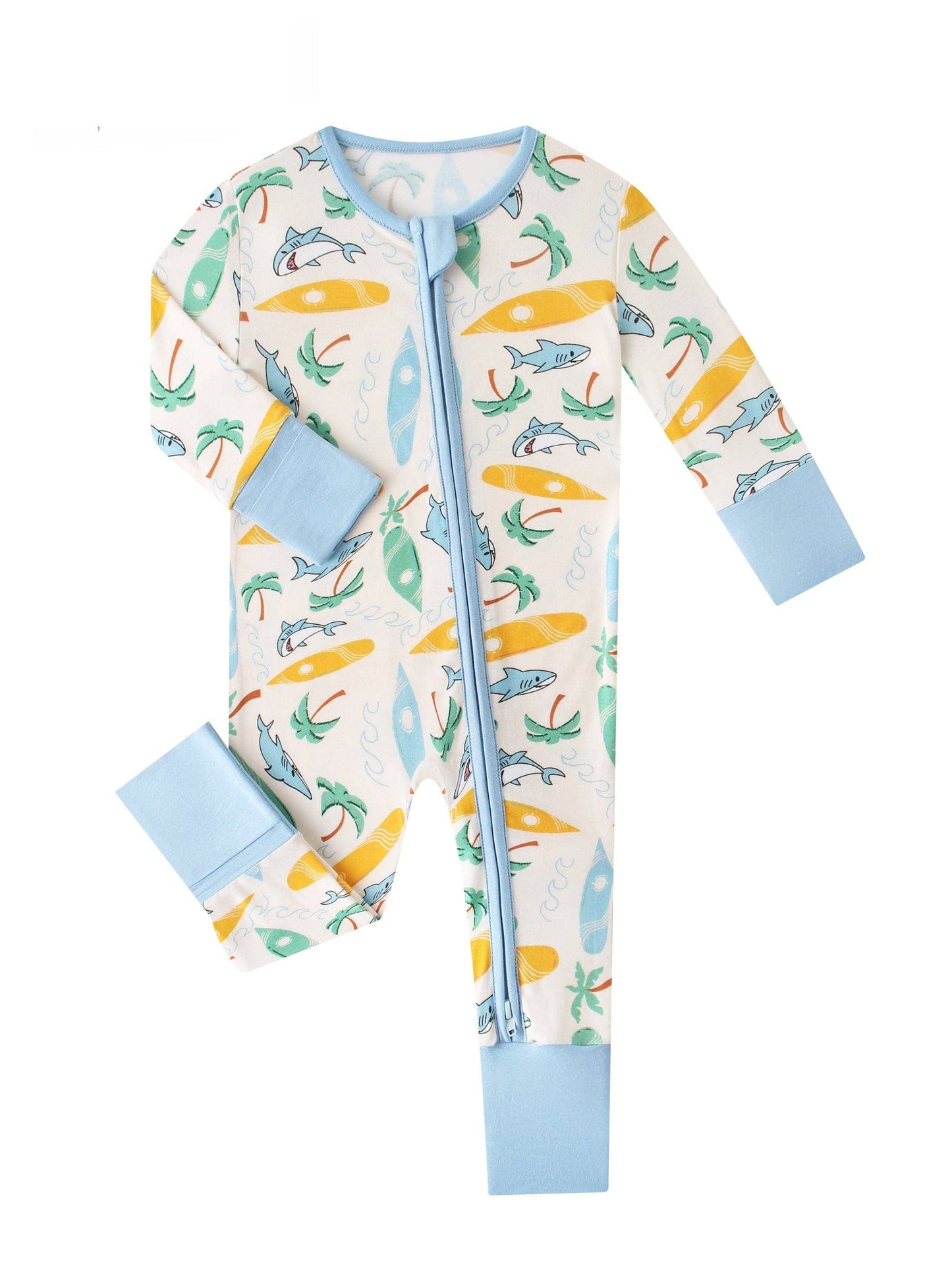 Posh TOT Surf's Up Bamboo Baby Convertible Zippy Romper: 18-24M