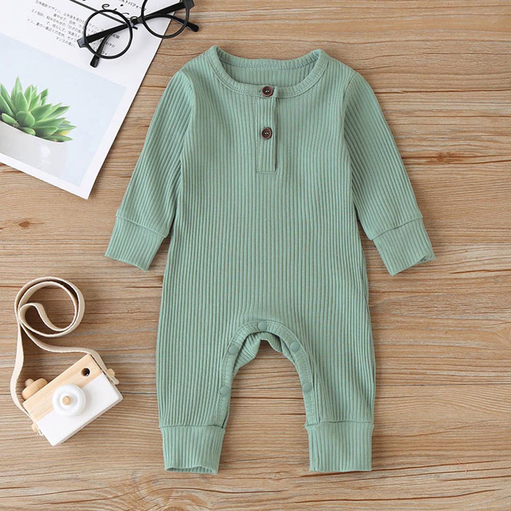 Baby Boy/Girl 95% Cotton Ribbed Button Up Jumpsuit