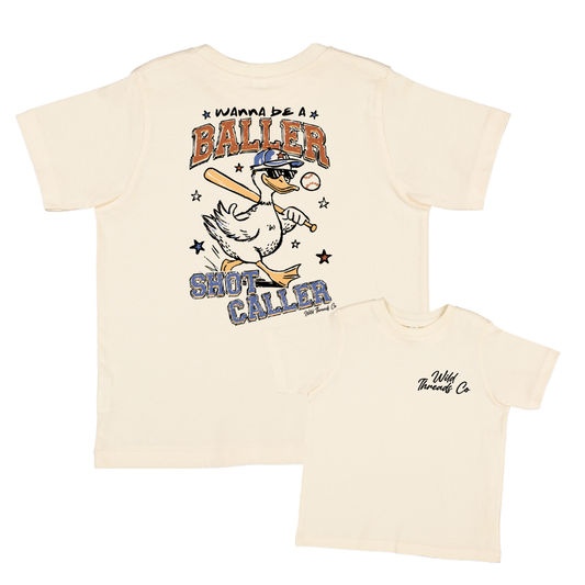 Wanna Be A Baller Tee: Natural / Youth S (6/8)
