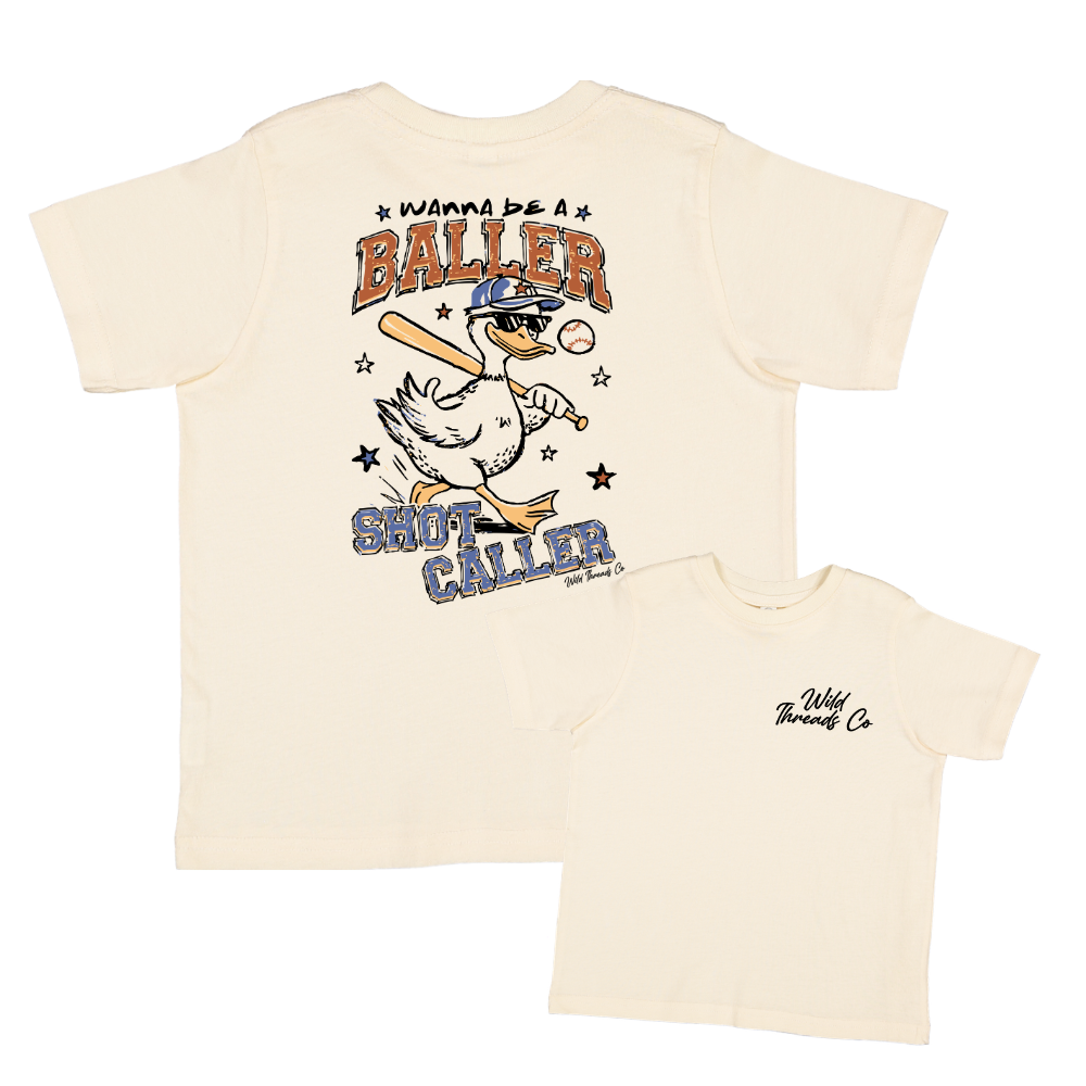 Wanna Be A Baller Tee: Natural / Youth M (10/12)