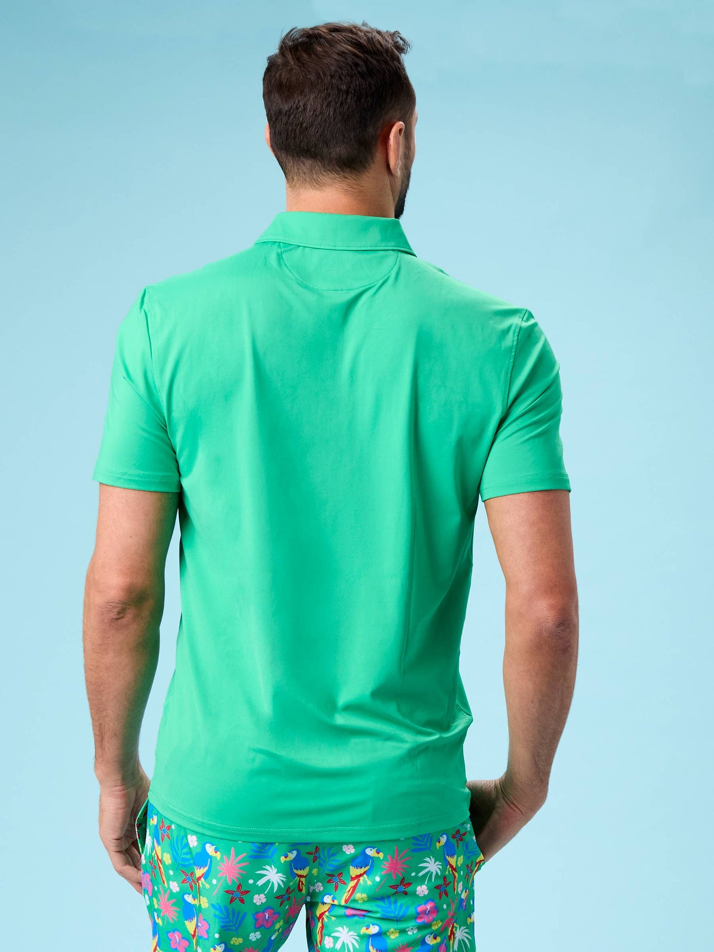 Men's Bright Green Knit Short Sleeve Performance Polo: Green / Men's M