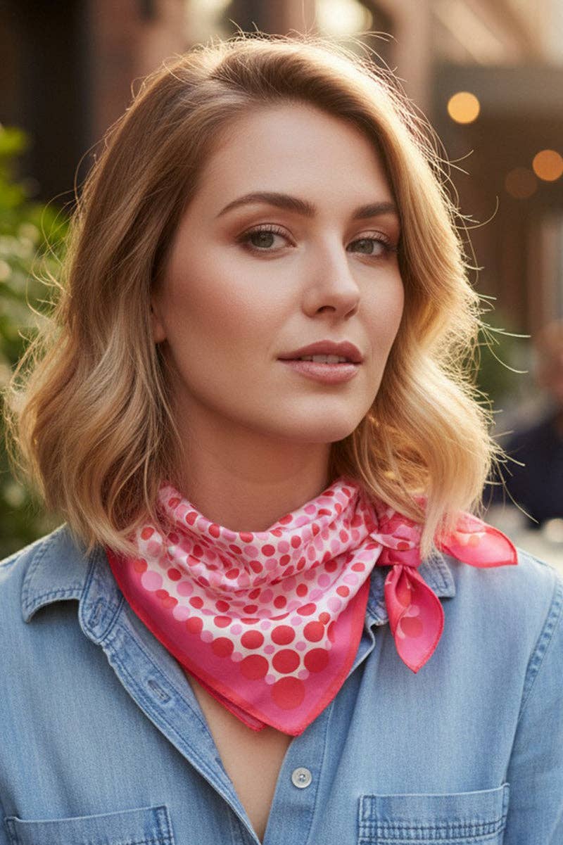 Forward Motion Pink Dots Square Satin Scarf