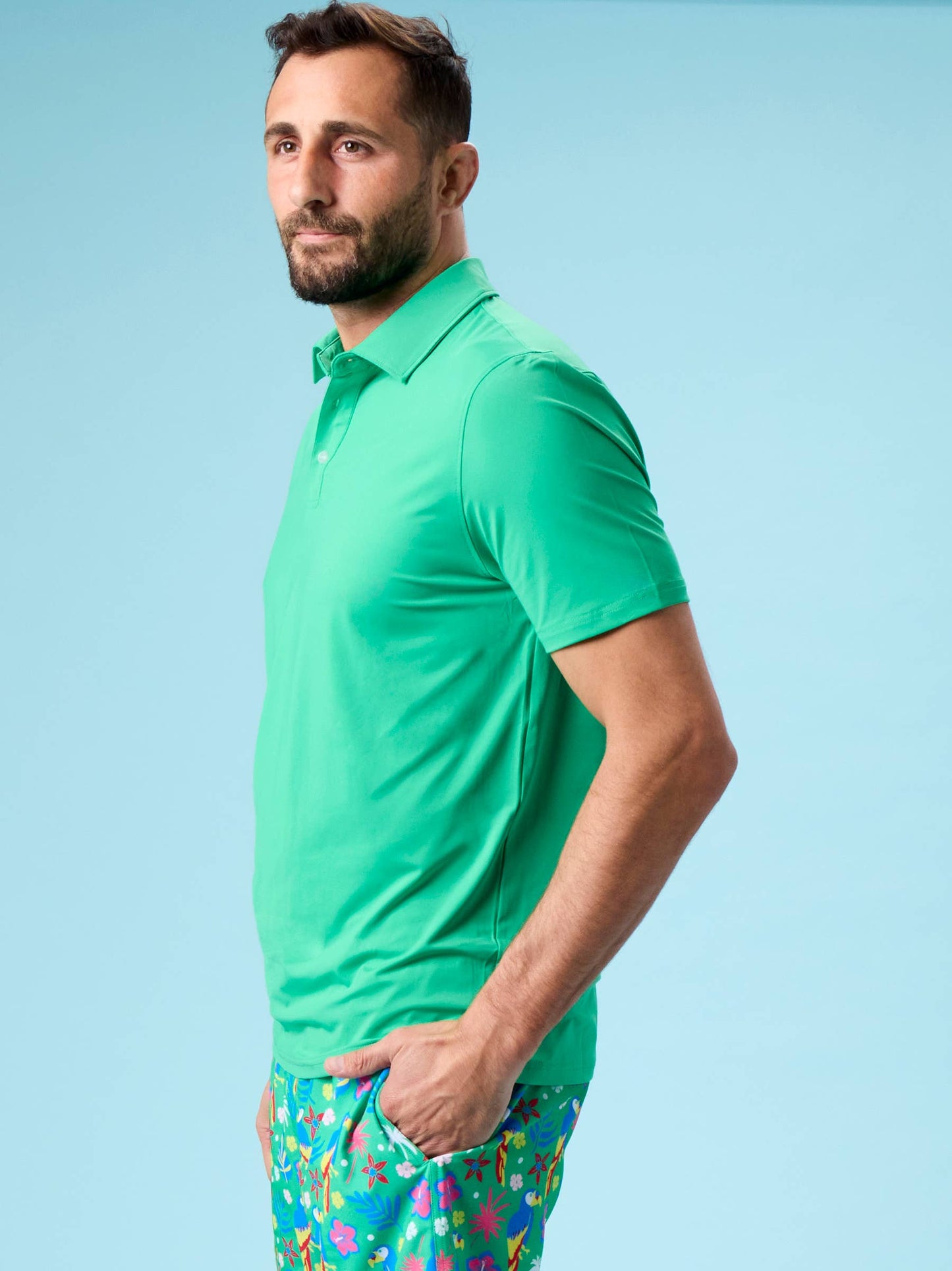 Men's Bright Green Knit Short Sleeve Performance Polo: Green / Men's S
