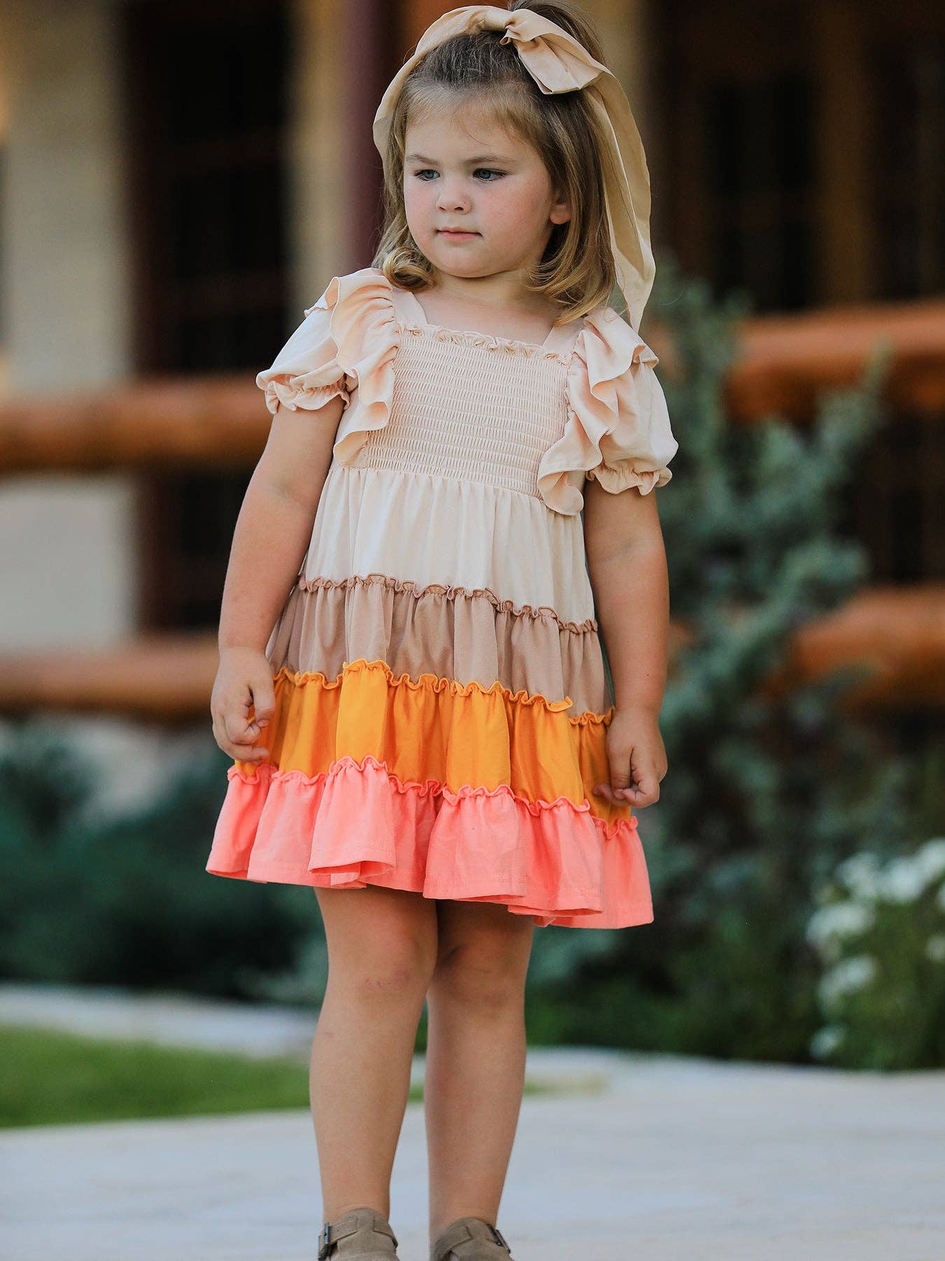 Fall Bohemian Style Toddler Girl Dress with Ruffles: 2