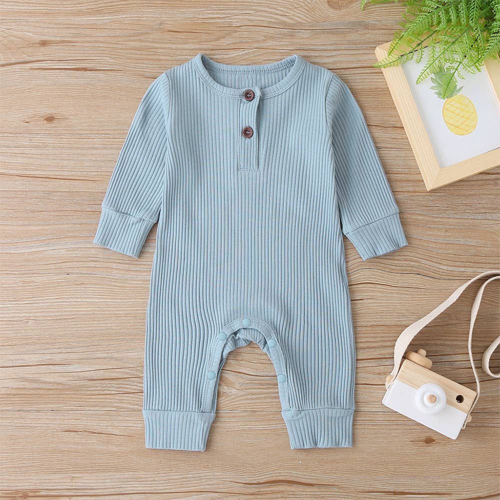 Baby Boy/Girl 95% Cotton Ribbed Button Up Jumpsuit