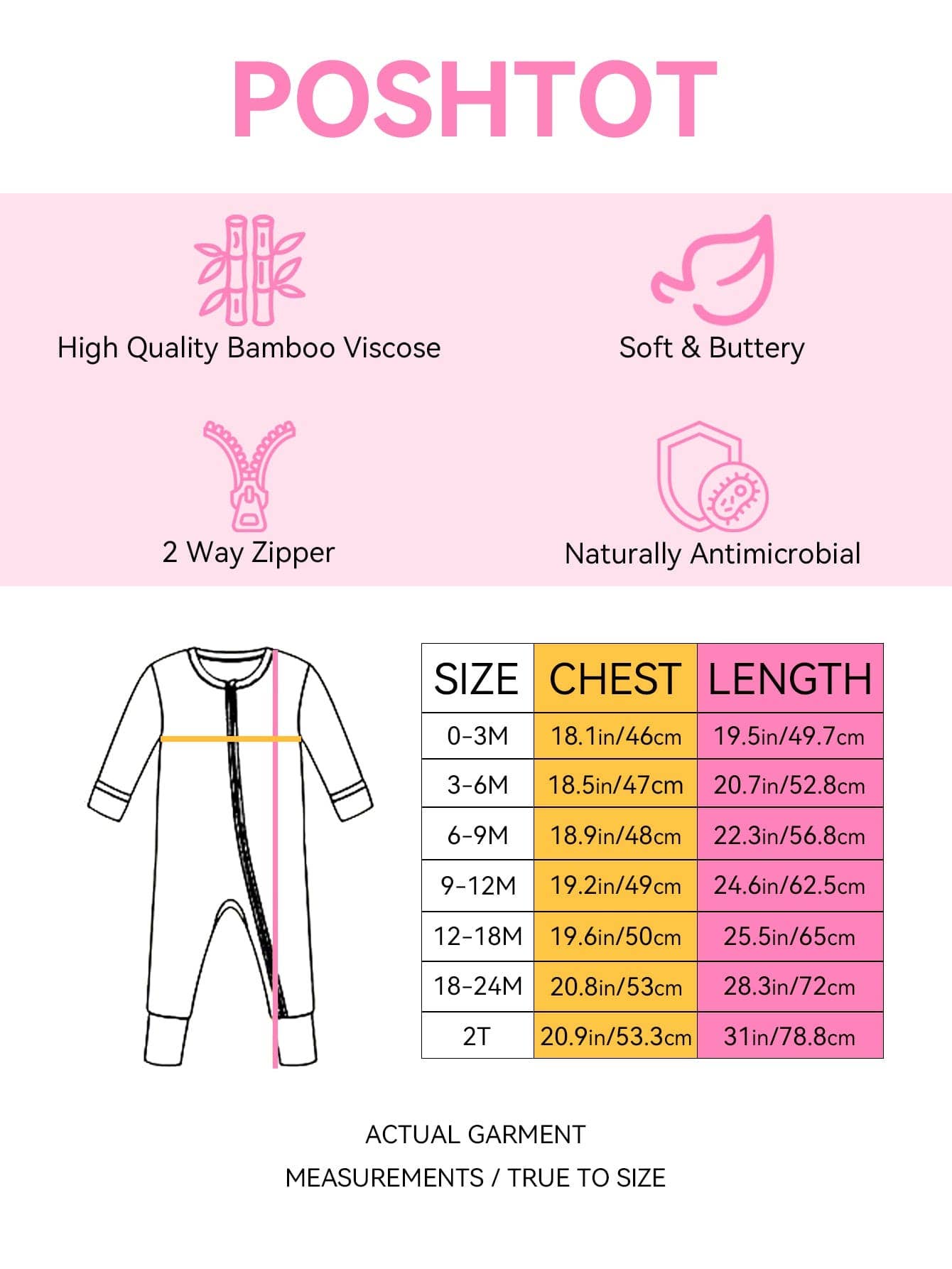 Posh TOT Pool Floats Bamboo Baby Convertible Zippy Romper: 0-3M